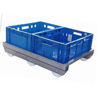 Chariot pivotant sur roulettes en acier inoxydable (SS304 SS316) de type Euro Crate, personnalisé en gros, chariot de cuisine à 6 roues, type sol, 360x580mm, rectangulaire