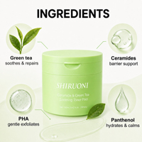 Pads Tonifiants Apaisants et Rénovateurs Double Usage pour le Visage et le Contour des Yeux au Thé Vert Naturel Végétalien et PHA – Vente en Gros