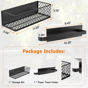 Accesorios para Parrilla <span class=keywords><strong>de</strong></span> <span class=keywords><strong>Cocina</strong></span> al Aire Libre, Paquete <span class=keywords><strong>de</strong></span> 2 Contenedores Magnéticos <span class=keywords><strong>de</strong></span> Almacenamiento, Cesta <span class=keywords><strong>de</strong></span> Acero Inoxidable para Parrilla con Soporte para Toallas <span class=keywords><strong>de</strong></span> Papel para Barbacoa - Product Image 2