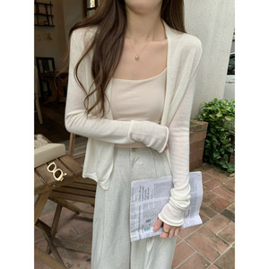<b>Spring</b> Summer Western Short Sweater <b>Cardigan</b> Casual Plain Sexy Crop Tops Long Sleeve Mini Sweaters Top for Women Coats - Product Image 1