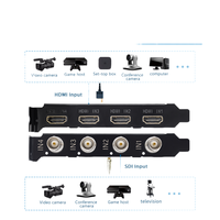 Carte de capture vidéo HD PCI-E 4 canaux SDI 1080p OBS Vmix Wirecast Streaming pour Windows pour PC Ordinateur Moniteur Jeu