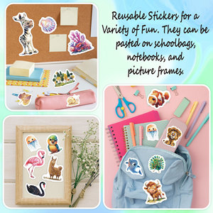 <span class=keywords><strong>Feuille</strong></span> d'autocollants scintillants animaux de dessin animé mignons, autocollants laser holographiques étanches pour la papeterie des enfants et les grossistes - Product Image 3