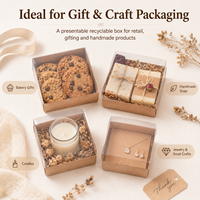 Boîte cadeau en papier kraft avec couvercle transparent, emballage personnalisé recyclable pour bijoux, artisanat, biscuits et petits cadeaux