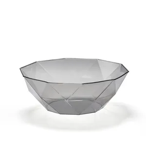 Tigela de plástico transparente para misturar saladas, tigela de sorvete de plástico transparente de grande capacidade