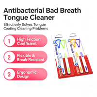 Lot de 2 gratte-langues en silicone pour éliminer la mauvaise haleine, emballage sous blister