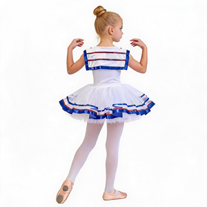 AL-P0051 Vestito Tutu Stile Marinaio per Bambine, <span class=keywords><strong>Costume</strong></span> da Ballo a Tema Nautico, Abito da Principessa Bianco per Spettacoli di Danza - Product Image 2