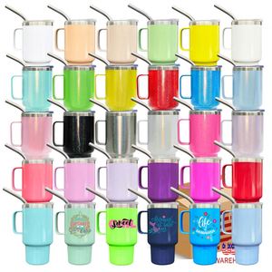 Heat Transfer Travel Stainless Steel Reusable <b>Mugs</b> Macaron Colors <b>Double</b> <b>Wall</b> 3oz Mini Tumbler with Metal Handle for Sublimation - Product Image 1
