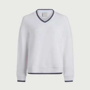 Ensemble de tennis personnalisé pour femme, style preppy, coupe trapèze, respirant, avec haut de golf à manches longues élastique taille haute et sweat-shirt imprimé à la taille - Product Image 3