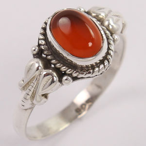 Bagues en argent sterling 925 en cornaline rouge naturelle Bijoux en pierres précieuses Art tribal Toutes les tailles allemandes Bijoux artisanaux - Product Image 1