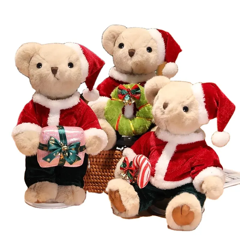 Nova Chegada Brinquedos de pelúcia Natal Stuffed Animal Teddy Bear Toy Faux Fur Xmas Animais De Pelúcia Brinquedo Ursos Recheados