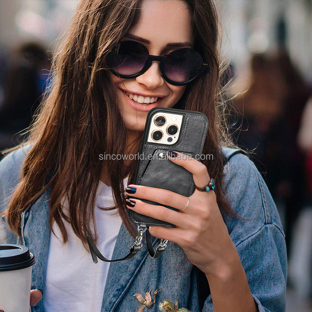 Wholesale Leather Phone Case with Holder Shockproof Multiple Colors Crossbody Mobile Phone Accessory