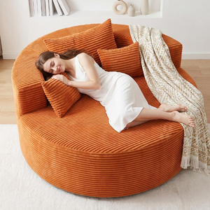 Custom Convertible Round Fabric <strong>Sofa</strong> Modern Corduroy <strong>Foam</strong> Filled Deep Seat Cloud Boneless Floor Accent Chair Living Room Set - Product Image 3