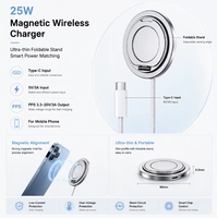 Pengisi Daya Nirkabel Magnetik 360 Derajat Dapat Diputar dan Disesuaikan Qi2.2 25W Pengisi Daya Cepat untuk iPhone Duo 18 17 Pro Max