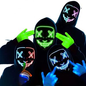 Masque de carnaval d'Halloween lumineux à LED rechargeable EL Cosplay, en PVC et latex, amusant pour les fêtes - Product Image 3