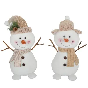 Nuevos productos navideños al por mayor, muñeco de nieve sentado de felpa, decoración del hogar, Higo, decoración de 12 pulgadas