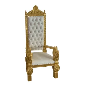 Trono re con schienale alto sedie reali Beige trono re matrimonio di lusso
