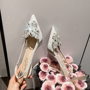 6CM/8CM/10CM New Talons Wedding Bride Slingback Rhinestone Stiletto <b>Heels</b> for Women Ladies Pumps - Product Image 4