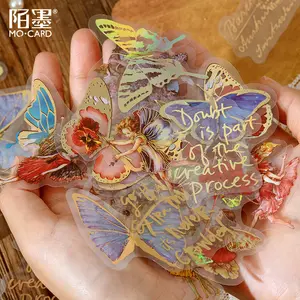 Wholesale Decorative 30pcs/pack vintage gold foil scrapbooking quote stickers with butterfly fairy girl flower