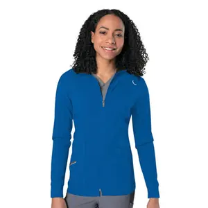 Female Customized Medical Nursing Warm Up Jacket Slim Athletic Jacket with Zip-front