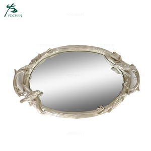 Articles ménagers table décoration royal couleur <span class=keywords><strong>dorée</strong></span> résine cadre rectangle noir plateau miroir - Product Image 2