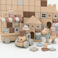 Jouet de train à dessert en bois intelligent, empilable, fait main, avec logo personnalisé, OEM, pour enfants de 1 an et plus, jouets éducatifs