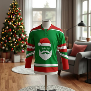 Nuova Divisa Personalizzata per Hockey su Ghiaccio, Maglia Reversibile <span class=keywords><strong>Pro</strong></span> Sublimata con Babbo Natale per Squadre Giovanili - Product Image 2