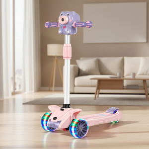 Nuevo Scooter Plegable de 3 Ruedas para Niños, Diseño Moderno de Plástico con Luces LED y Máquina de Burbujas, Diseño de Una Sola Rueda para Niños de 2 a 6 Años, con Certificación CE - Product Image 5