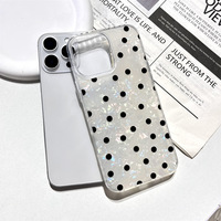 Noir clair Polka Apple 16 Pro Max Coque de téléphone portable Shell Pattern Personnalisation en gros de l'iphone 15 Fresh Clean Style