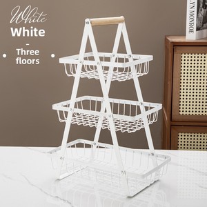 Étagère de rangement de cuisine en fer à 3 niveaux, multifonctionnelle, rectangulaire, avec panier à <span class=keywords><strong>fruits</strong></span> et collations et poignée en bois, pour usage domestique - Vente en gros usine - Product Image 6