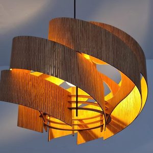 Lustre en bois en spirale Vintage E27, lampe ronde à six têtes à économie d'énergie pour salon, chambre à coucher, bureau, décoration de la maison - Product Image 5