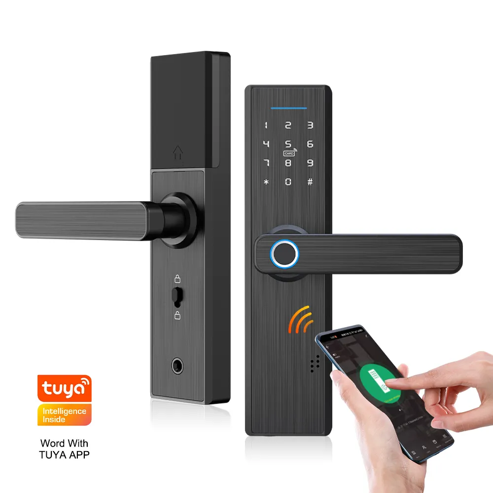 Eseye kunci pintu pintar, pengunci pintu Digital tanpa kunci dengan kata sandi cerdas sidik jari, keamanan ponsel biometrik TT