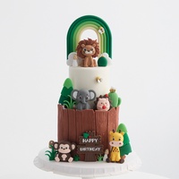 Décorations de gâteau en plastique pour anniversaire, 3D Lion Girafe Éléphant Singe Arc-en-ciel, accessoires pour gâteau