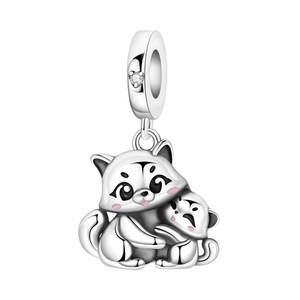 <b>Cute</b> cartoon animal pendants, made of white brass, with a heart design, perfect for DIY <b>bracelets</b>, a gift suitable for both men - Product Image 3
