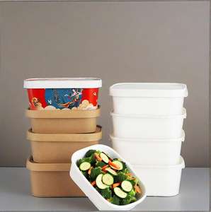 Envases Desechables Personalizables para Comida de Restaurante, Tazón Cuadrado de Papel Kraft para Ensaladas con Tapa - Product Image 6