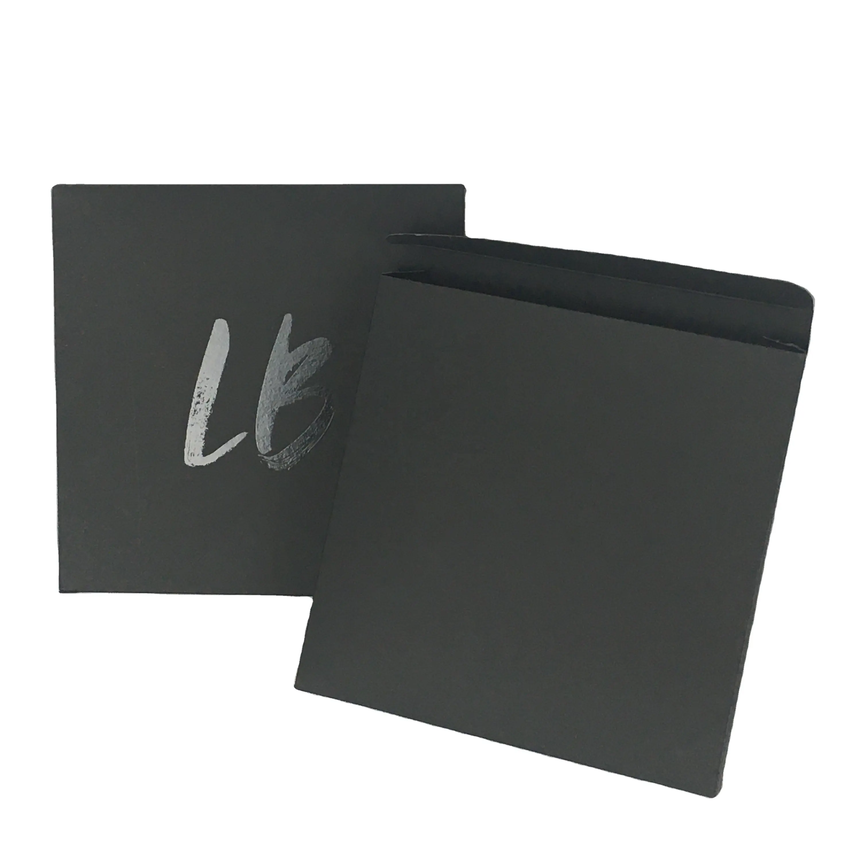 Caja de cartón negra de lujo con impresión UV personalizada, registro de embalaje, buzón de envío LP
