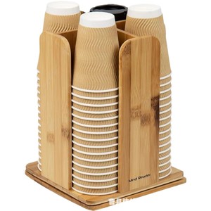 Support de tasses en papier de bambou Mind Reader, support de rangement rotatif à 360 degrés pour cuisine et salon, design écologique - Product Image 1