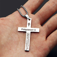 ARNAN Personnalisable pour le produit chrétien Collier croix en acier inoxydable avec pendentif de mode en or de la Bible