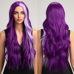 Factory Shipment Purple Highlight <strong>Wig</strong> Long Wavy Synthetic <strong>Wigs</strong> No Bangs Cosplay Party <strong>Lolita</strong> Use Heat Resistant Fiber for Women - Product Image 1