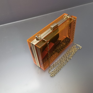 Sac à main <span class=keywords><strong>de</strong></span> mariage pour femme en résine transparente orange clair <span class=keywords><strong>de</strong></span> luxe <span class=keywords><strong>2022</strong></span>, pochette rectangulaire pour femme, pochette <span class=keywords><strong>de</strong></span> soirée transparente en acrylique - Product Image 2