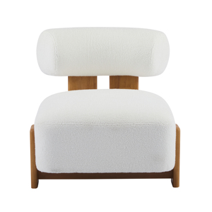 Sillón Moderno Acolchado con Estructura de Madera Maciza y Respaldo Enrollado, Tapicería Suave y Duradera para el Hogar, Oficina, Sala de Estar - Product Image 2