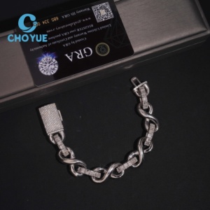 ลดราคาพิเศษ สร้อยข้อมือเงินแท้ S925 ลายคิวบัน 15 มม. ประดับเพชรโมอิสซาไนต์ สไตล์ฮิปฮอป รูปอินฟินิตี้ สำหรับผู้ชาย ผ่านการทดสอบเพชร GRA - Product Image 6