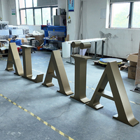 Lettres murales en métal 3D rétroéclairées en or avec logo d'entreprise personnalisé, enseigne lumineuse LED intérieure/extérieure, panneau publicitaire LED