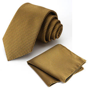 Set da uomo con cravatta in seta classica tinta unita da 8cm con stampa a punto per abiti da sera Casual Party Business o tasca ampia alla moda - Product Image 1