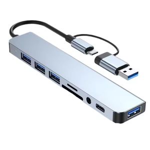 8-in-<span class=keywords><strong>2</strong></span> USB + Type-C Hub Docking Station met 3,5 mm audio-aansluiting, kaartlezer, laptop-, tablet- en telefoon-schijfconverter - Product Image 6