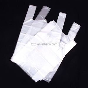 Bolsas de Plástico Desechables para Camisetas de HDPE al por Mayor de Fábrica, Tamaño Personalizado, Impresión de Serigrafía Blanca, Sellado Térmico - Product Image 1