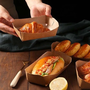 Kağıt tepsiler tek kullanımlık Kraft kağıt karton gıda tekne tepsi Fast Food Materiel Hotdog tatlı sert kutuları aperatifler kuşe kağıt KW 300g - Product Image 4