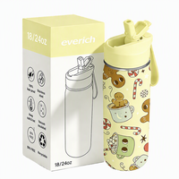Bouteille d'eau isotherme en acier inoxydable écologique Everich 32oz 24oz avec couvercle et support en silicone pour les voyages, adultes
