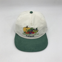 Casquettes de baseball en velours côtelé à 5 panneaux, design imprimé et brodé, non structurées, style 'Dad Hat', visière légèrement courbée, style bicolore, Business