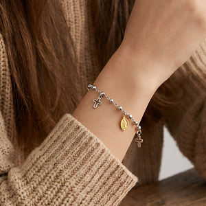Bracelet en acier inoxydable tendance avec breloques croix et Vierge Marie pour femme, idéal pour la prière et le catholicisme - Product Image 3