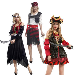 Costume de Pirate Femme Adulte pour Halloween Sexy <span class=keywords><strong>Film</strong></span> et TV Jeu de Rôle Vêtements avec Robes Pantalon Chapeau Écharpe Imprimé Techniques - Product Image 1